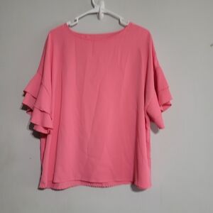 Pink Ruffle Sleeve Women's Top 1X‎